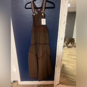 Boho overall dress chocolate brown color brand new medium